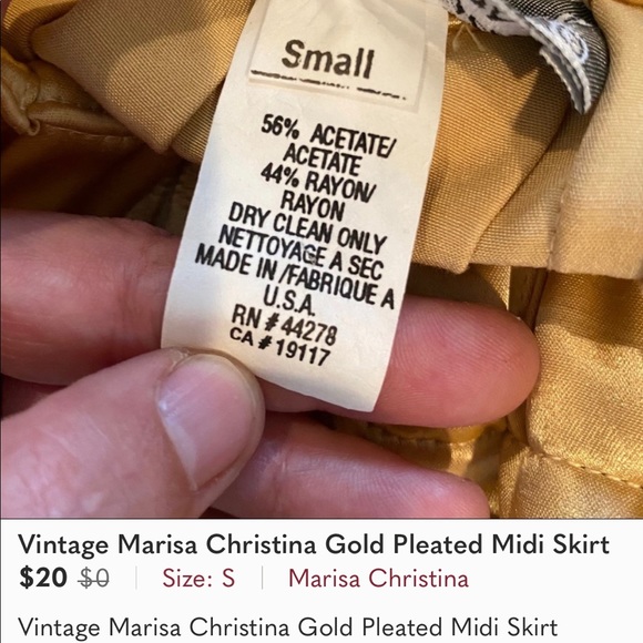 Vintage Gold Pleated Midi Skirt - Picture 3 of 4